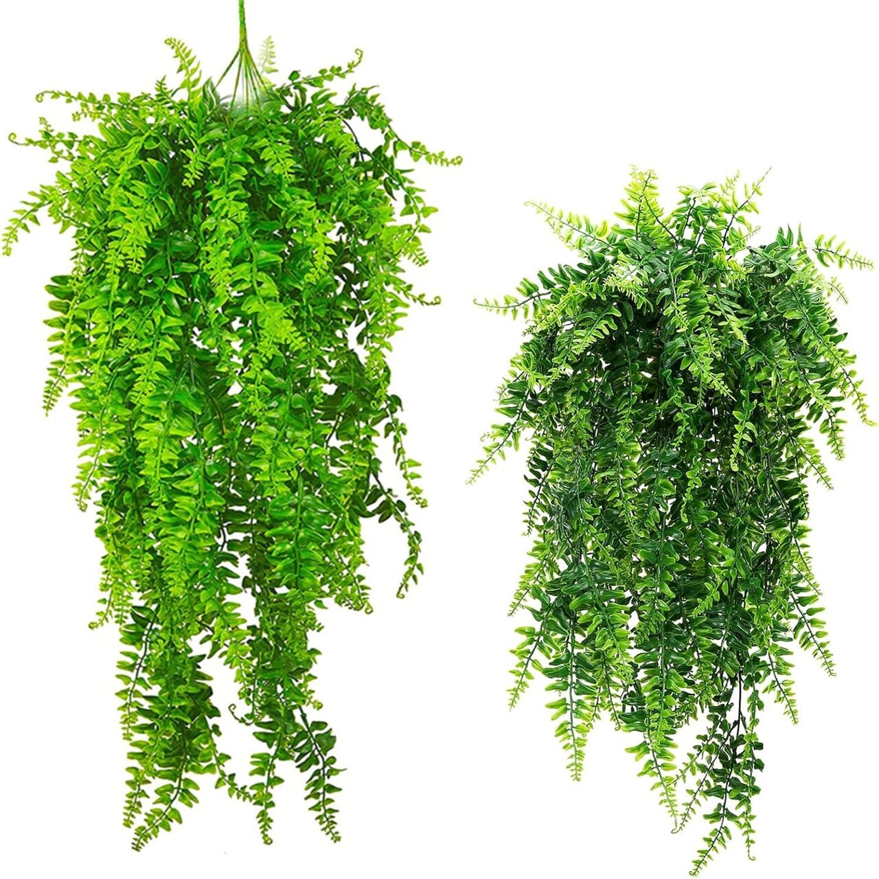Fake Fern Artificial Hanging Ferns Outdoor (Green) 3.94"D x 5.91"W x 1.97"H